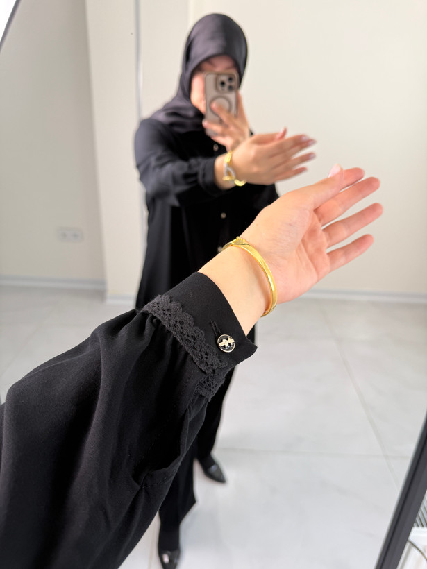 مانتونخی مشکی بشرا / قد قابل تنظیم به دلخواهه شما / جلو باز + دکمه